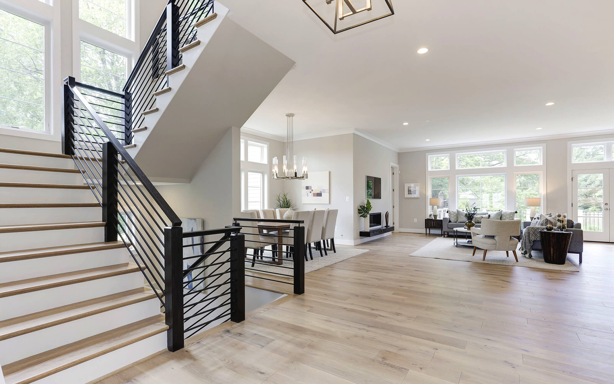 Stairs in the Parkline Woodmoor model in Park Grove by Gulick Group